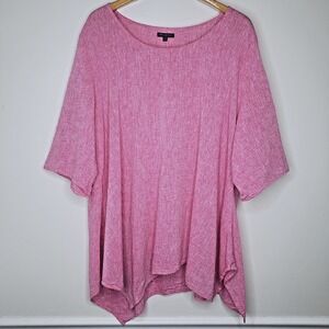 For Cynthia Linen Blend Tunic Top Sz 3X Asymmetric Artsy Coastal  Lagenlook